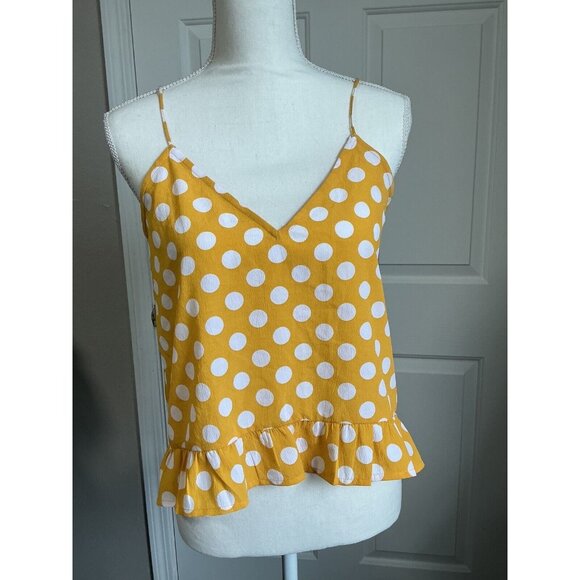 Volcom Womens Read The Room Spaghetti Strap Cami Top polka dot Small‎ - Picture 1 of 11